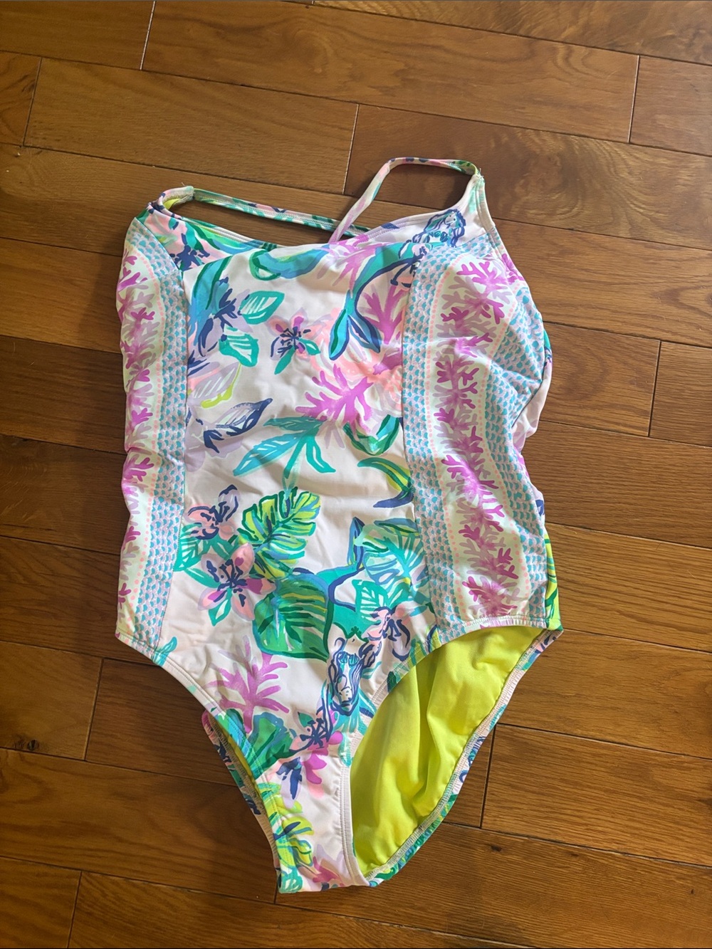 Lilly Pulitzer Floral One-Piece Swimsuit in Pink, Green & Yellow